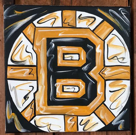 Boston Bruins Abstract Painting Art Hockey Etsy