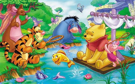Winnie The Pooh Piglet Tigar Eeyore Kanga Party On The River Cartoon