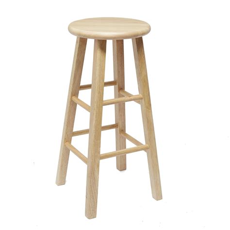 Wooden Bar Stool 24 Inches Fully Assembled Natural Wood Finish