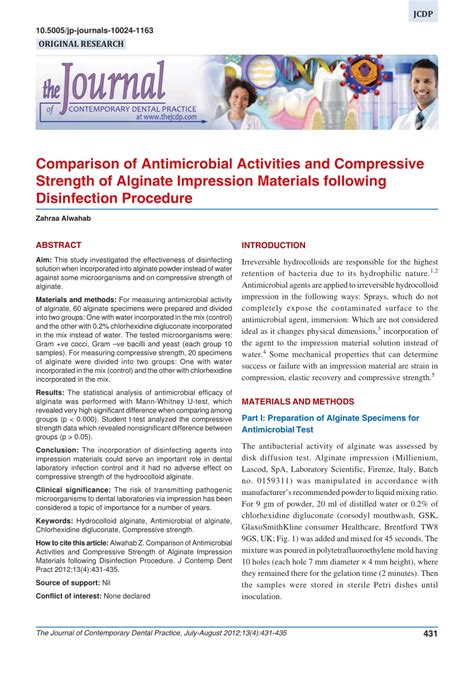 Pdf Comparison Of Antimicrobial Activities And Compressive Strength