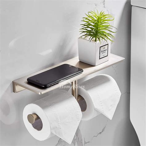 Brushed Nickel Toilet Paper Holder With Shelfstainless Steel Bathroom 良質