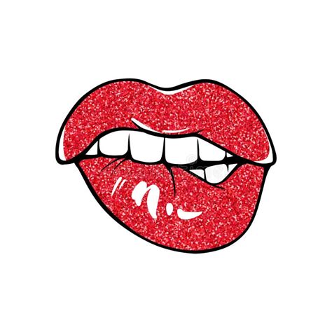 Lips Bite One S Lip Lips Biting Female Lips With Red Glitter