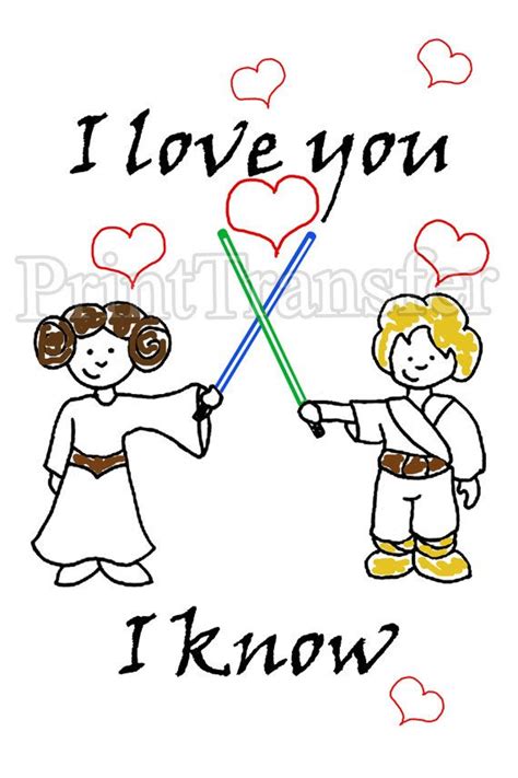 Star Wars Anniversary Card I Love You I Know By Printtransfer