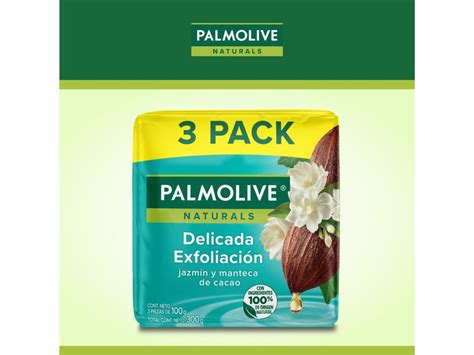 Jabón Palmolive Naturals Delicada Exfoliación Jazmín Y Cacao 100 G 3 Pack