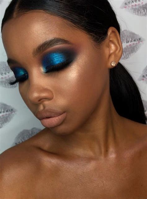 30 Attractive Makeup Ideas For Black Women Blue Eye Makeup Makeup For Black Women Blue Makeup