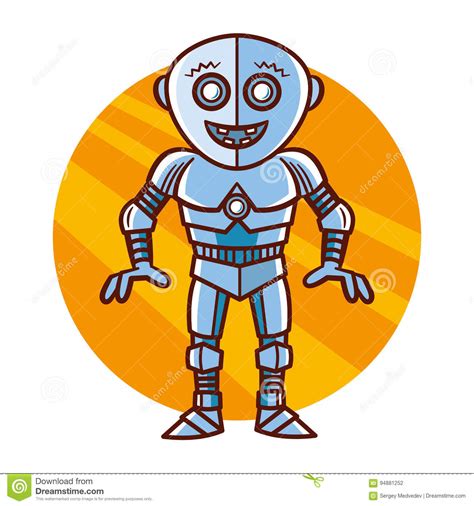 Cartoon Character Funny Robot Sticker Stock Illustration - Illustration ...