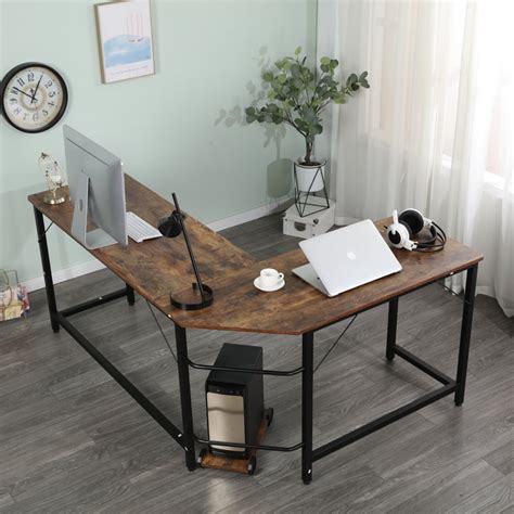 Modern L Shaped Corner Desk Home Office Desk With Round Corner Computer