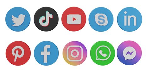 Social Media Icons On Transparent Background Instagram Facebook Messenger Twitter TikTok