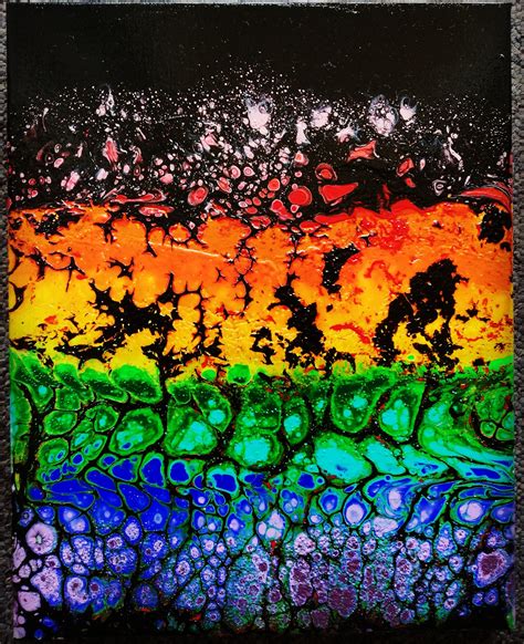 Rainbow Swipe Acrylic Paint Pour 24x30cm Rlsd