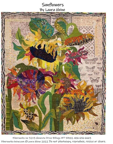 Sunflowers Collage Quilt Pattern By Laura Heine Fiberworks Etsy