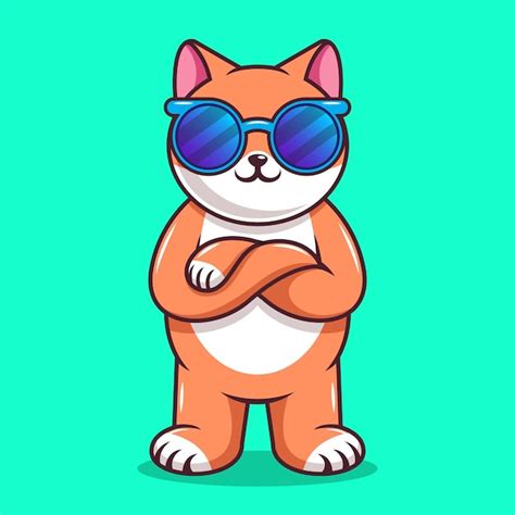 Premium Vector Cool Cat Wearing Glasses Cartoon Vector Illustration