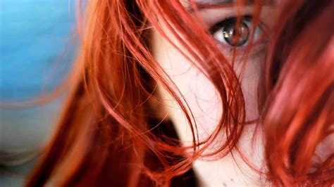 masaüstü yüz kadınlar kızıl saçlı model alan derinliği uzun saç mavi gözlü kırmızı