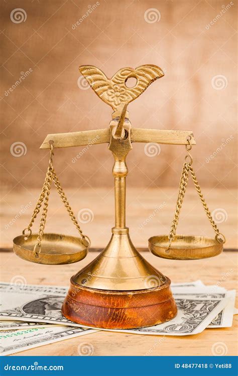 Scales Of Justice And Dollar Money Closeup Stock Photo Image Of
