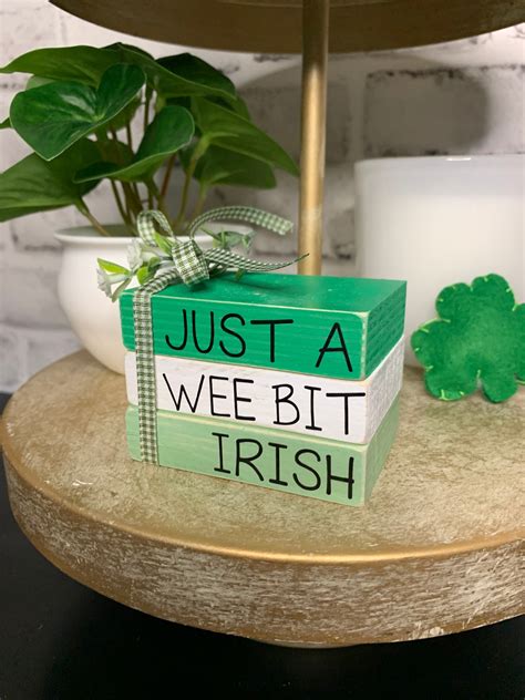 St Patrick S Day Tiered Tray Decor Mini Wooden Book Etsy
