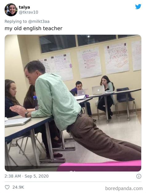 Students Share Awkward Pictures Of Teachers Leaning Against Desks In