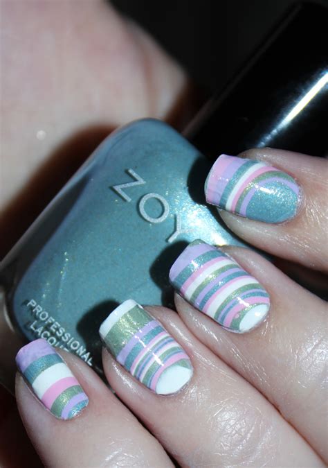 Easy Diy Water Marble Decal Pastel Stripes Nail Art All