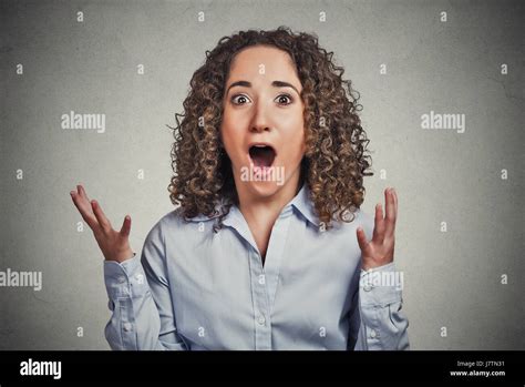 Surprise Astonished Woman Closeup Portrait Woman Looking Surprised In