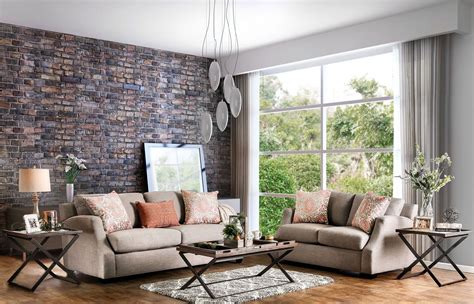 Beltran Orange And Light Gray Living Room Set From