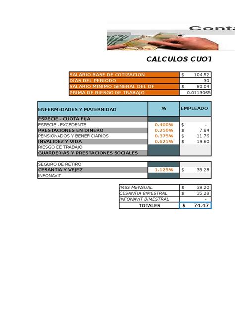 Calculadora Cuotas Obrero Patronales Imss Sar Infonavit 2017 1