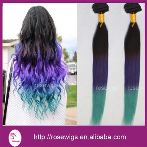 Straight Hair Products Three Tone 3bundles Ombre Black Purplegreen Hair Ombre Hair Extensions