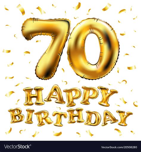 Happy Birthday 70th Celebration Gold Balloons And Vector Image
