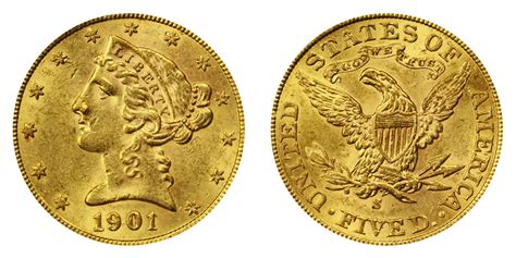 1901 S Coronet Head Gold 5 Half Eagle Final 1 Over 0 Type 2 With