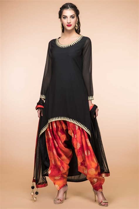 Black Patiala Georgette Eid Plus Size Suits Andaaz Apparels 1811