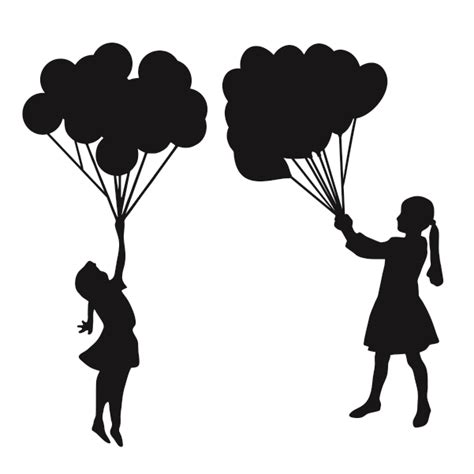 Download Girl Holding Balloons Silhouette Cuttable Design