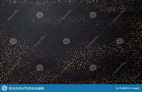 Gold And Silver Halftone Black Background Vector Golden Glitter Circle