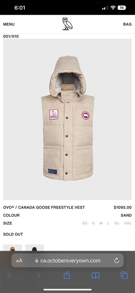 octobers very own ovo canada goose vest grailed