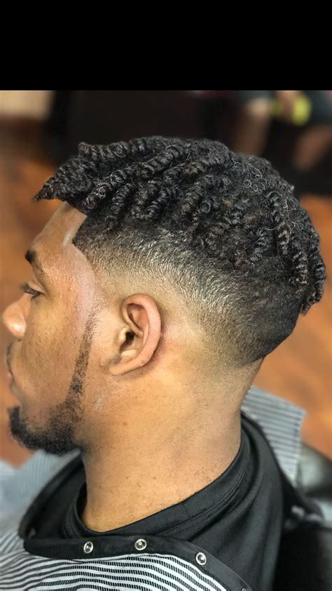 Men Two Strand Twists Fade Wavy Haircut