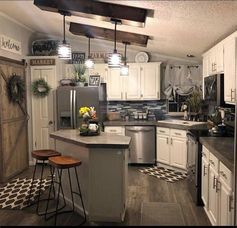 Double Wide Mobile Home Kitchen Makeover Farmhouse Style The Happy