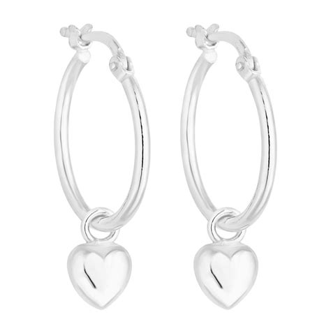 Simply Silver Sterling Silver Heart Charm Hoop Earring Jewellery From