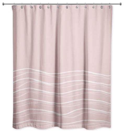 Wavy Lines On Blush 71x74 Shower Curtain Contemporary Shower
