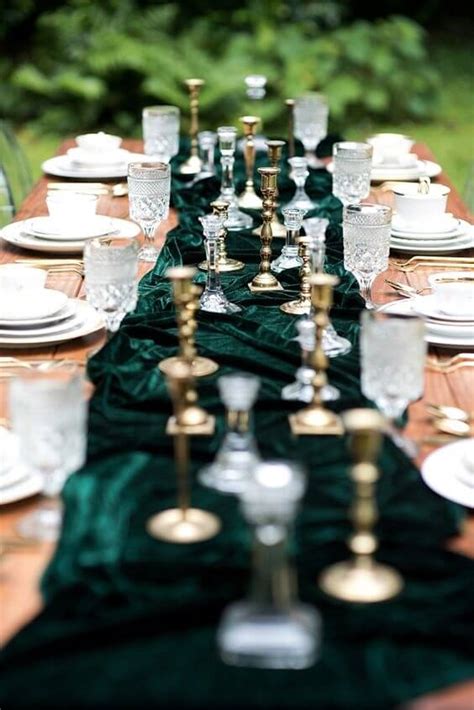 Fall Wedding - Dark Green Bridesmaid Dresses and Gold Wedding