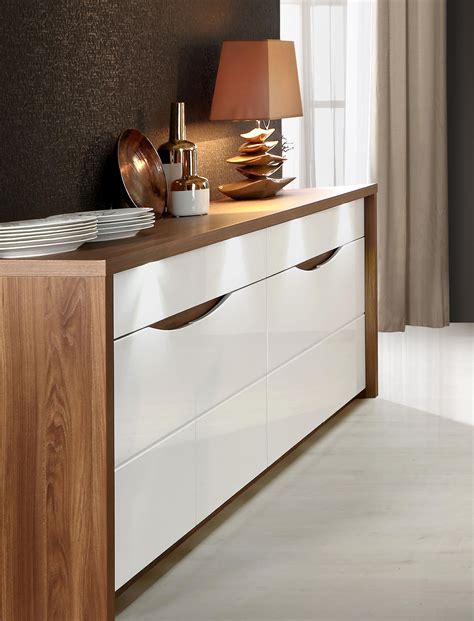 80x136x38 vitrine schrank mit licht led. Sideboard Weiss Hochglanz Und Eiche Sangallo Woody 77 ...