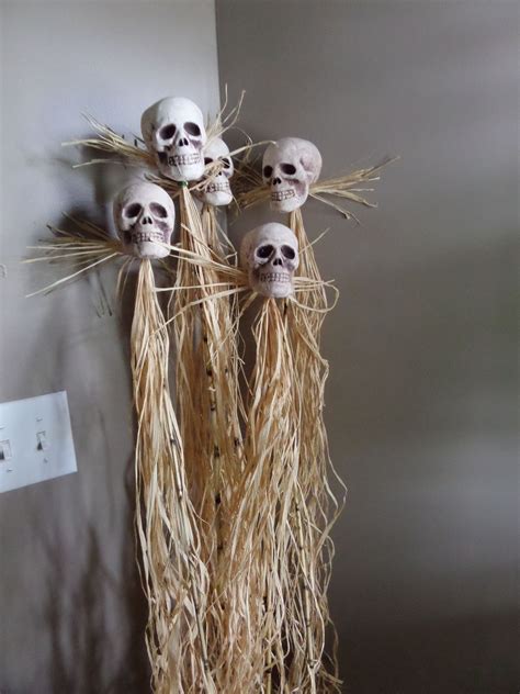 Dy Voodoo Or Headhunter Staff Bamboo Raffia Foam Skull Pic Only