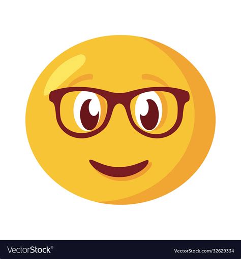 Emoji Face Classic With Eyeglasses Flat Style Icon