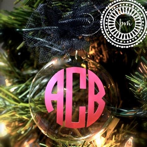 Monogrammed Clear Glass Christmas Ornament Circle