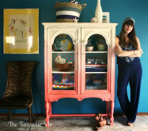 The Turquoise Iris ~ Furniture And Art Coral Ombre Cabinet