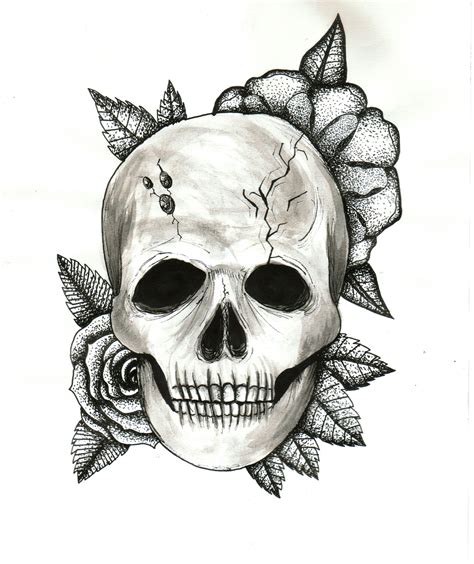 Dessin tete de mort cote sombre tatouages tete de mort cranes artistiques dessin tatouage designs de tatouages impressionnisme peinture. Crâne et fleurs (Valentine Fasquel)
