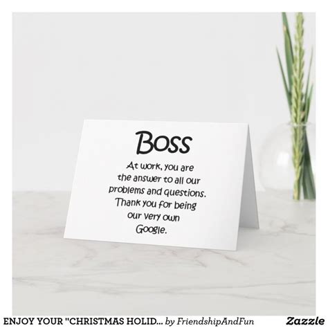 Enjoy Your Christmas Holiday Boss Holiday Card