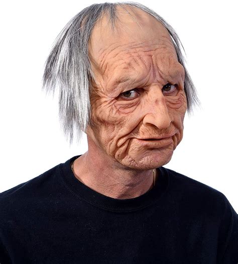 Buy Old Men Realistic Human Face Grandpa Bald Man Cosplay Halloween