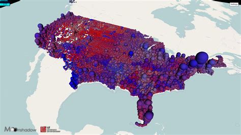 3d Map Of Us Voters By Party Registration Bubbles
