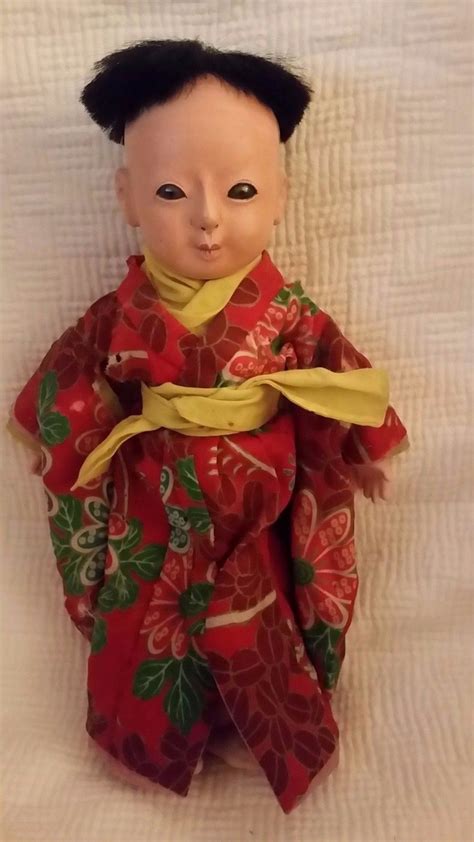 Vintage Japanese Ichimatsu Ink Artist Signed Oriental Gofun Male Doll Glass Eyes Ebay
