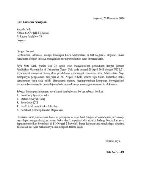 Contoh Surat Lamaran Kerja Teknik Sipil