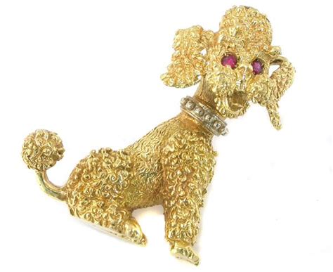 Vintage 1950 14k Poodle Ruby Pearl Dog Pin From Chelseaestate On Ruby Lane