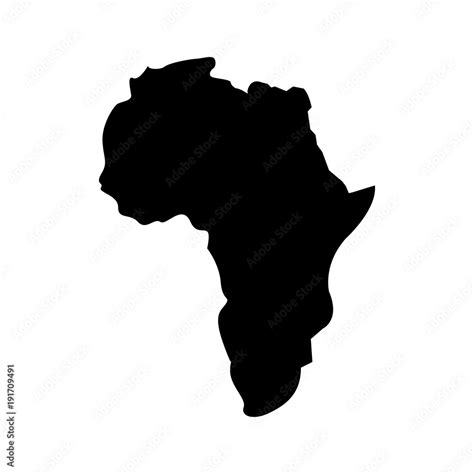 Map Of Africa Continent Silhouette On A White Background Vector