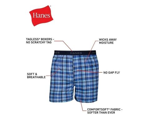 Hanes Mens Tagless Boxers 6 Pack Exposed Waistband 841bx6 Multi Pack