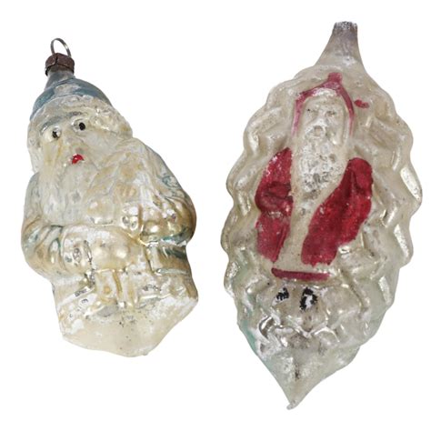 Lot Antique Victorian Mercury Glass Santa Claus Figural Christmas